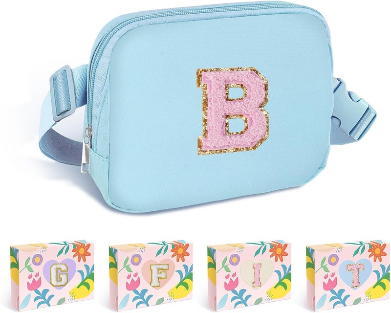 COSHAYSOO Blue Fanny Pack for Girls Purse Crossbody Belt Bag with Initials, Personalized 6 7 8 9 10 11 12 Year Old Teen Girl Birthday Gift Ideas Christmas Gifts Preteen Tween Trendy Stuff Letter B - Image 1